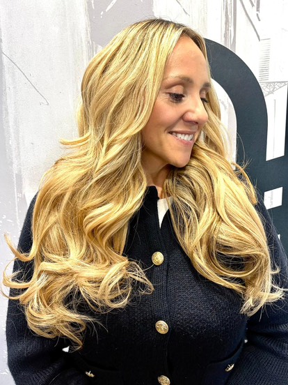 Sleek, straight nano hair extensions